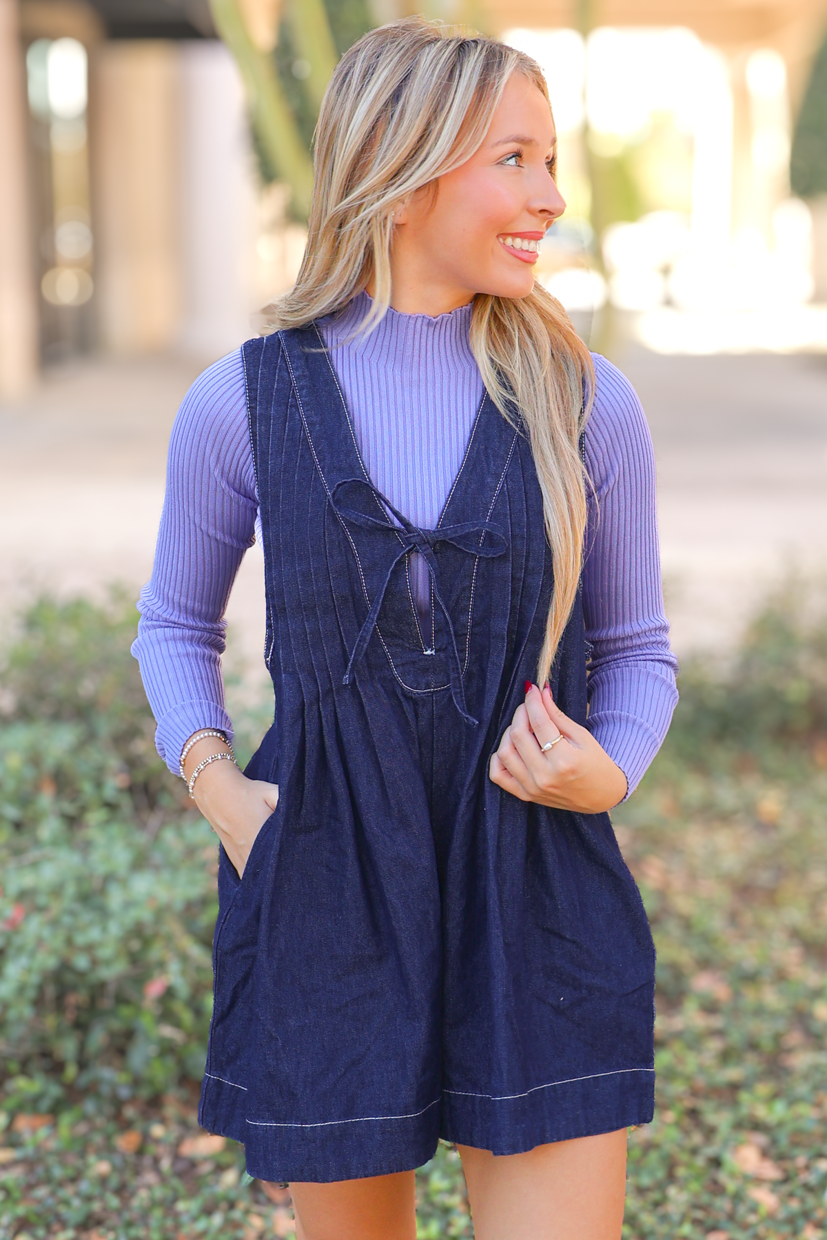 Lesson Learned Ribbed Turtleneck Top in Purple - front view