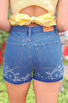 Something Amazing Eyelet Embroidered Shorts-DENIM SHORTS