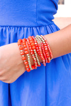 Be Bold Orange and Gold Mixed Bead Bracelet Set