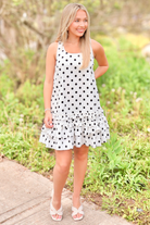Dotted Delight Ruffled Polka Dot Tank Dress-DRESS CASUAL PRINT
