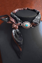 Western Luxe Bandana Concha Choker in Brown & Black