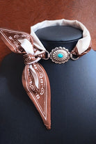 Western Luxe Bandana Concha Choker in Brown & Ivory