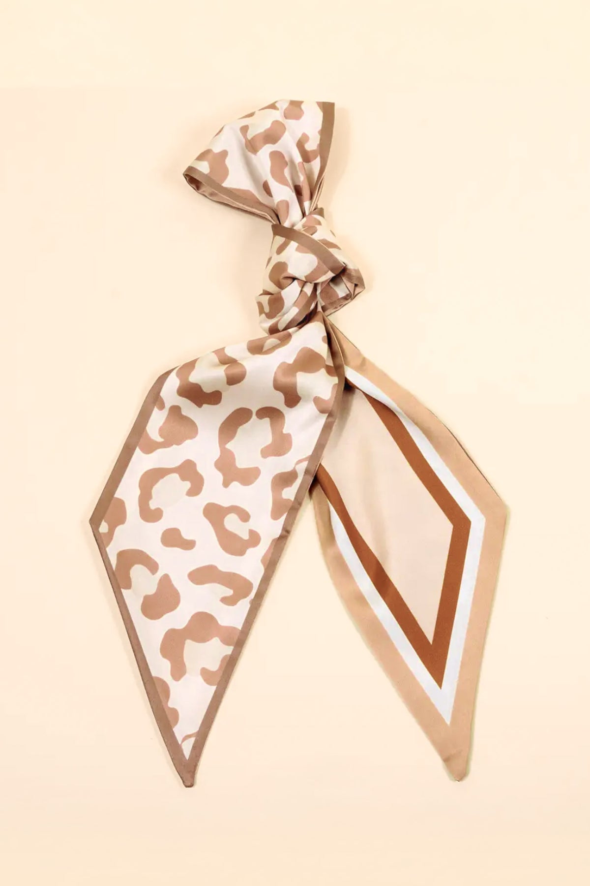 You Heard Right Leopard Contrast Twilly Scarf in brown and natural