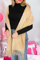 Come Back Around Monotone Plaid Blanket Scarf-ACC SCARF FALL