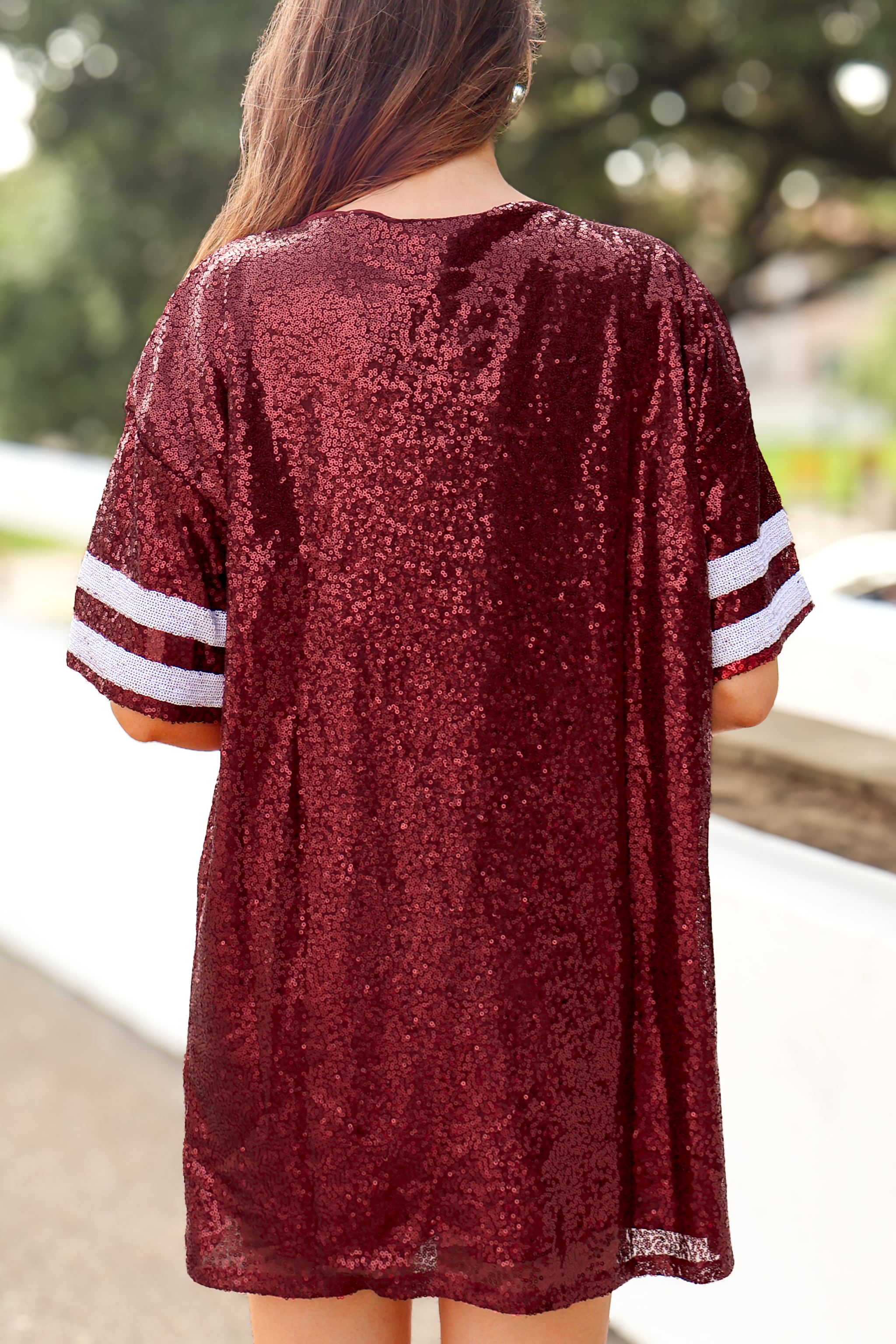 Biggest Fan Sequin Dress in Burgundy Size M Burgundy / L