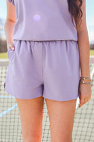 lavender smocked waist lounge shorts