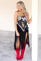 So Darling Floral Print Satin Scarf in Black