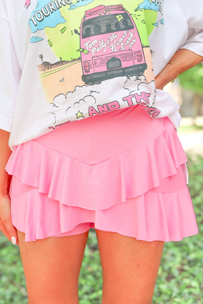 light pink tiered skort