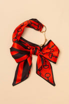 Ready to Rumble Horsebit Scarf Necklace in Red & Black
