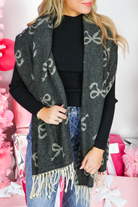 Just What You Wanted Bow Print Blanket Scarf-ACC SCARF FALL
