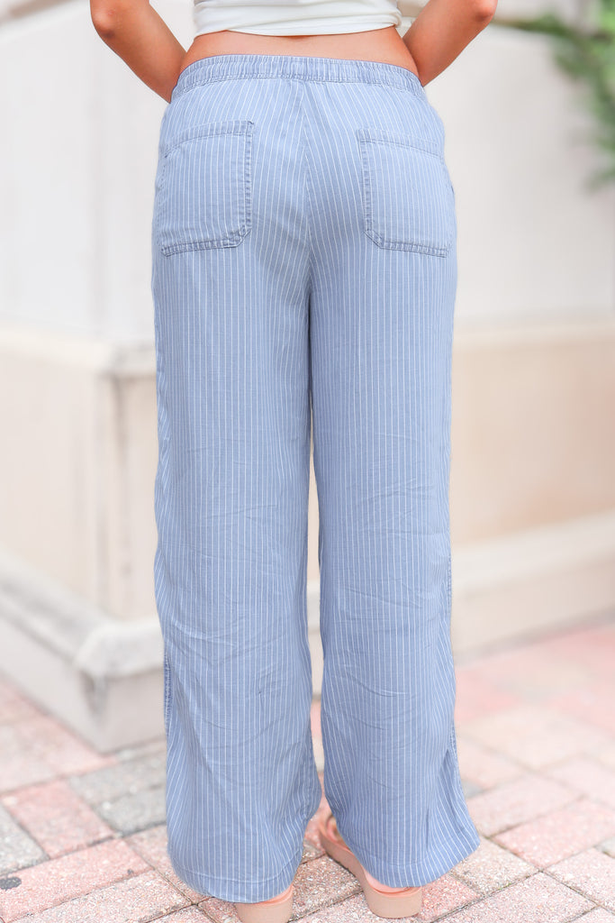 back of straight leg striped pants