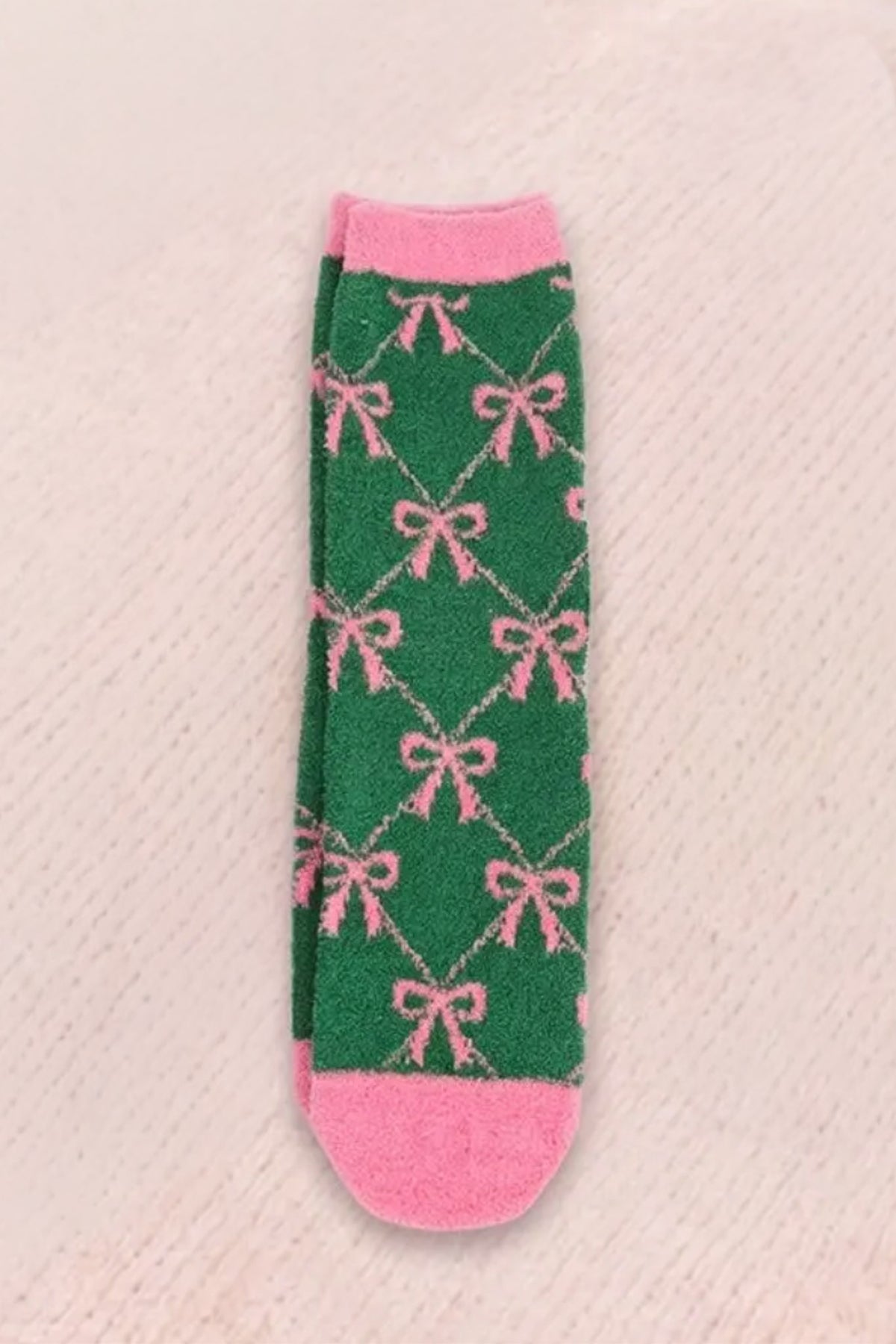 Feeling Fuzzy Bow Socks in Green
