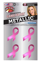 Breast Cancer Awareness Metallic Tattoos by Gamefaces, set of 4 pink foil ribbons