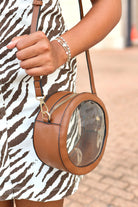 Brown Trim Round Clear Bag