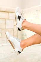 On a New Level Suede Detail Low Top Sneaker by Vintage Havana in White with Brown Star