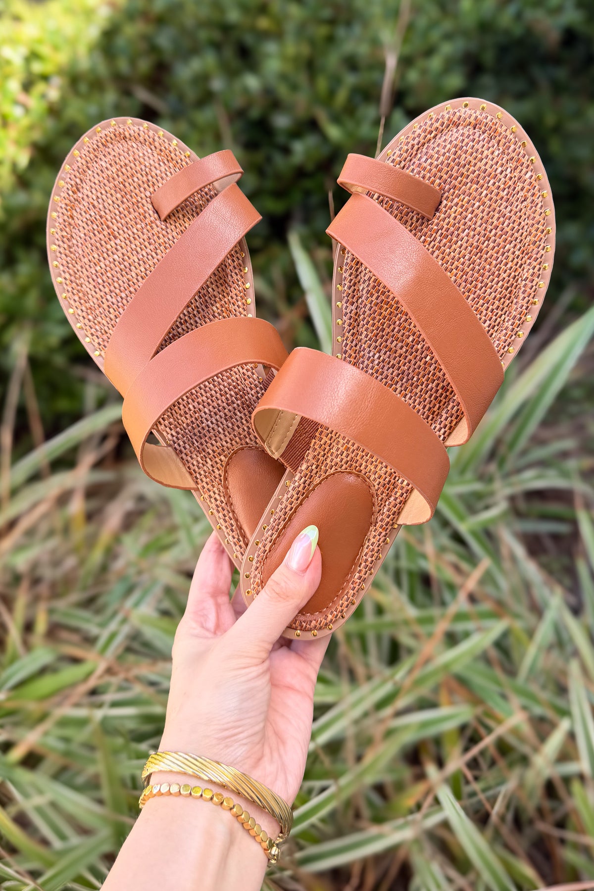New Days Ahead Toe Loop Sandal in Cognac-SHOE FLAT