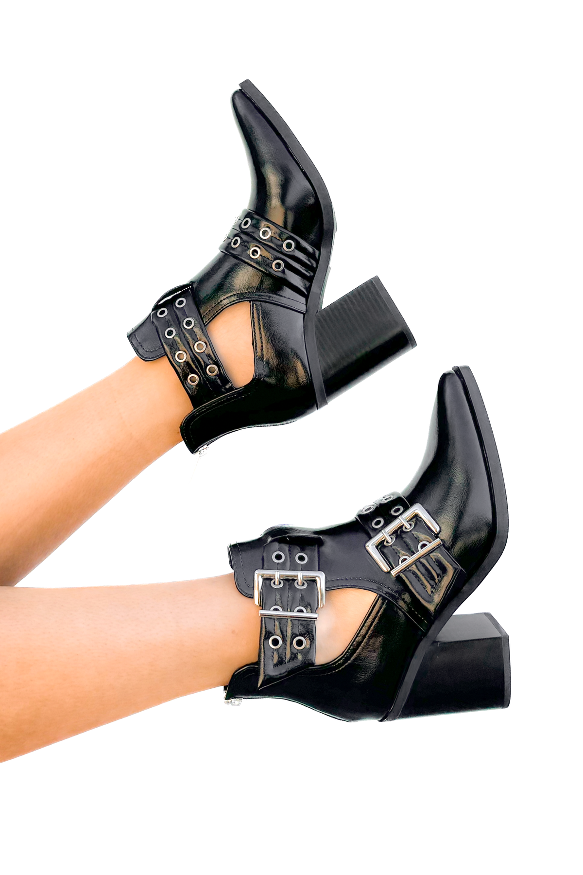 Made You Look Pleather Ankle Strap Booties Sizes 5.5/7-SHOE BOOT ANKLE