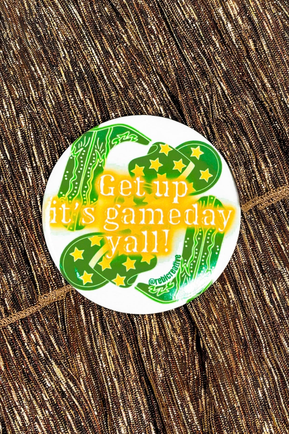 Get Up It's Gameday Button in Green-ACC PIN