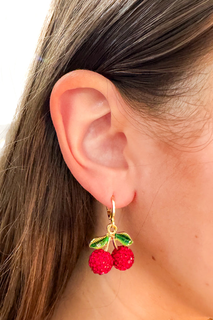 rhinestone cherry earrings