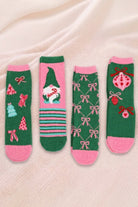 Feeling Fuzzy Christmas Socks in bow, gnome, festive tree and ornament styles