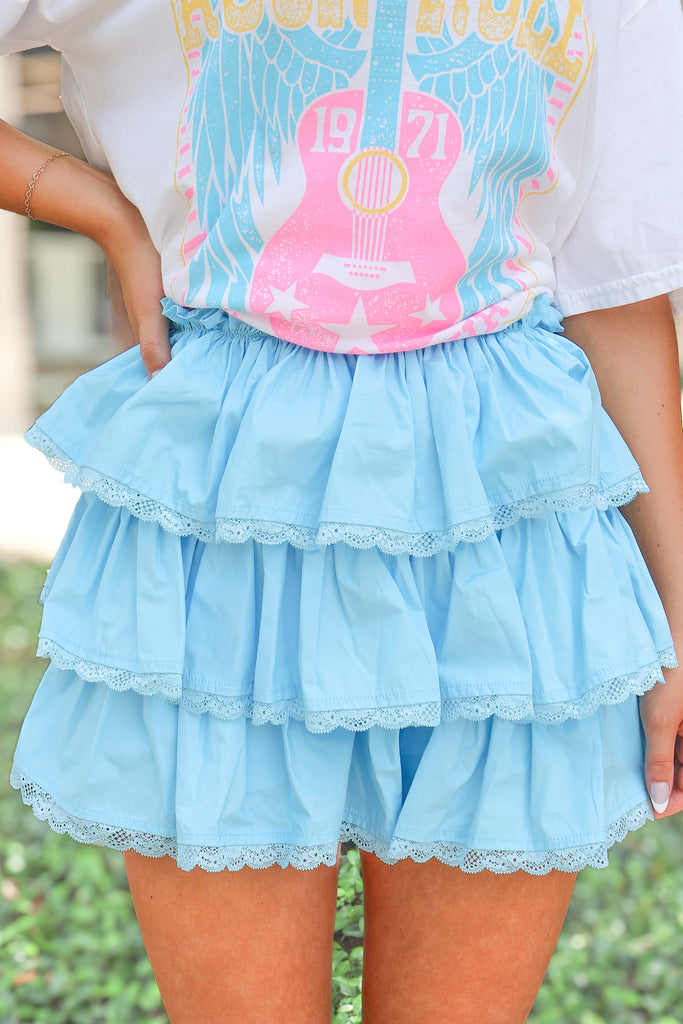 lace trim mini skirt