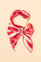 Ready to Rumble Horsebit Scarf Necklace in Crimson and White