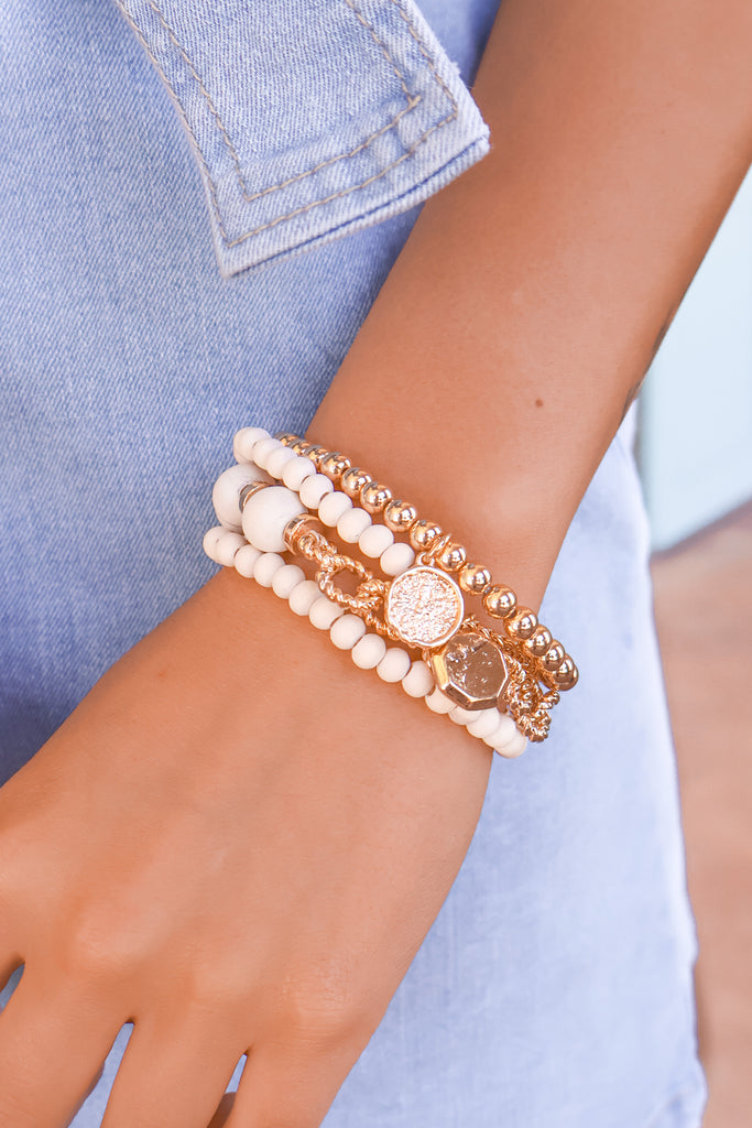 wooden bead bracelet set
