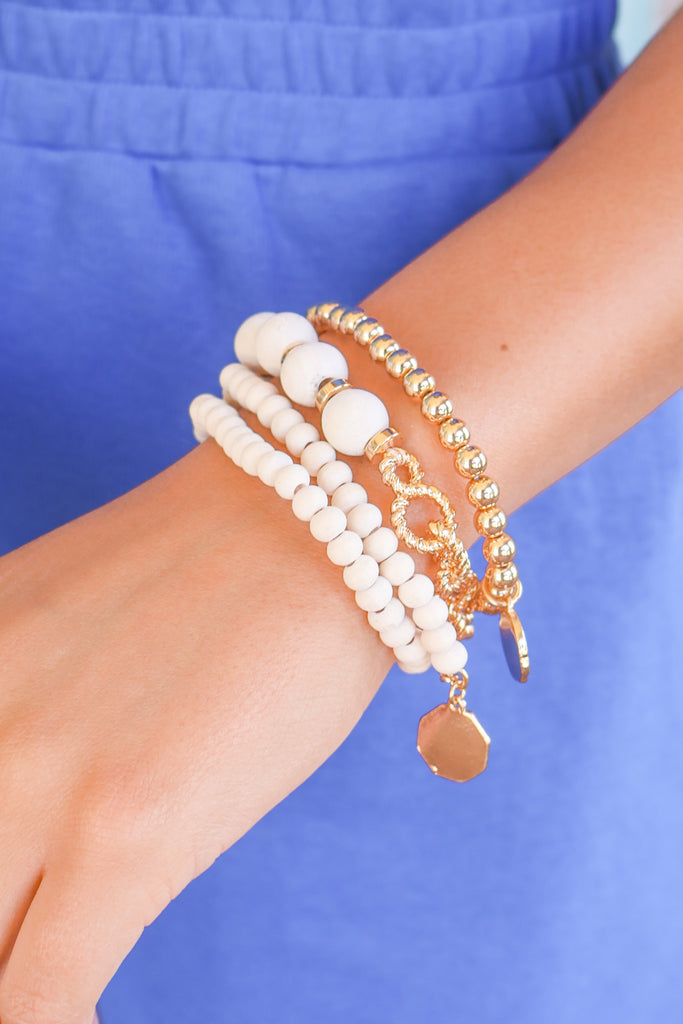 wooden bead bracelet set
