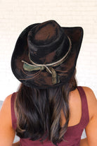 Vintage Feels Distressed Western Hat in Black - back view