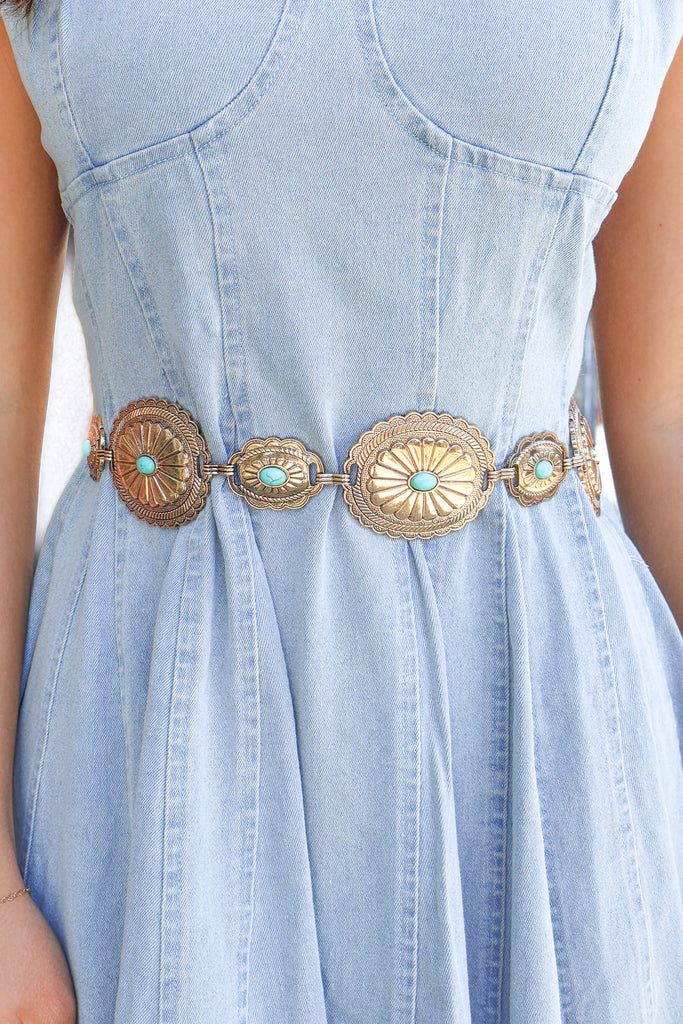 gold oval chain belt