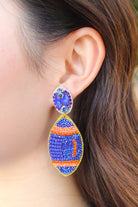 Football Earrings in Blue/Orange by Taylor Shaye-ACC EARRING
