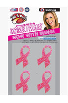 Breast Cancer Awareness Glitter Tattoos by Gamefaces, set of 4 pink glitter ribbons