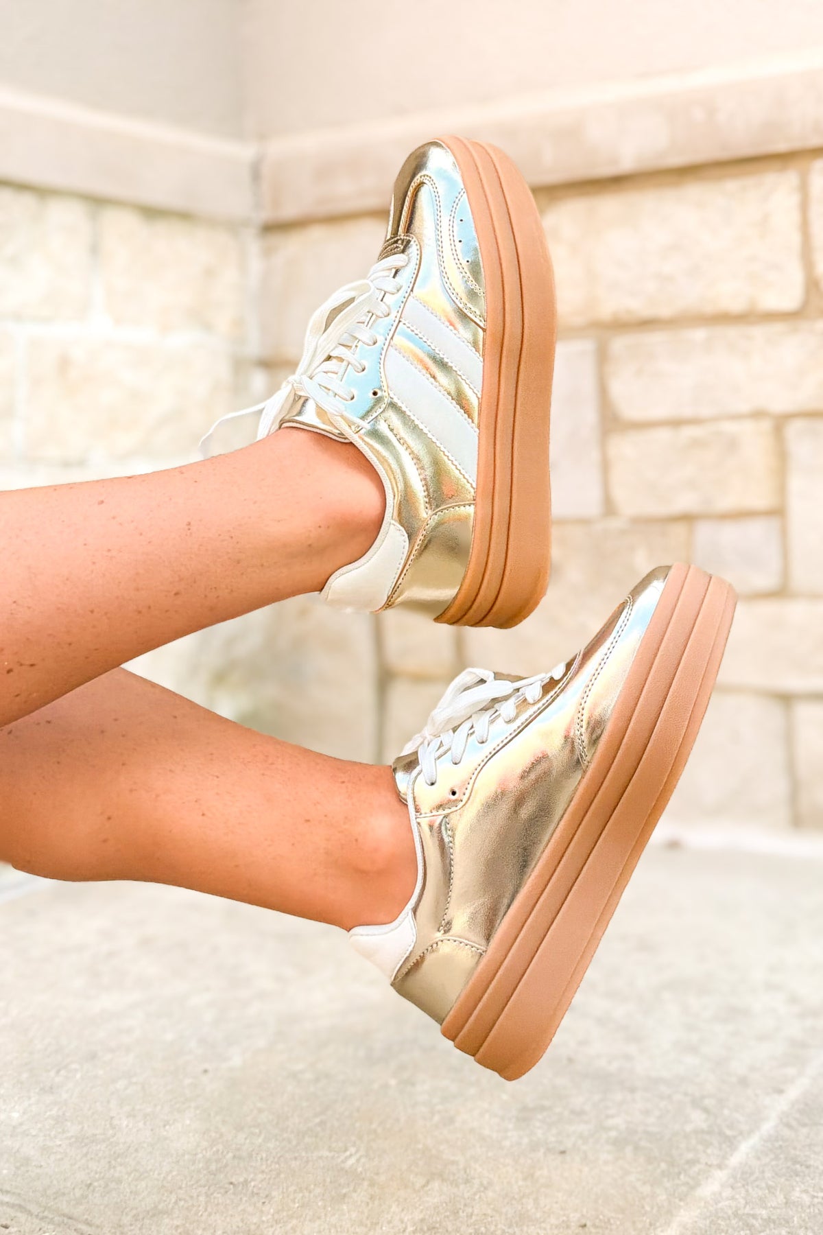 All That Matters Metallic Platform Sneakers in Gold