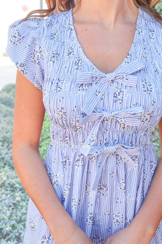 bow front midi dress