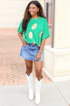 Green Sequin Football Tee, Front View 
