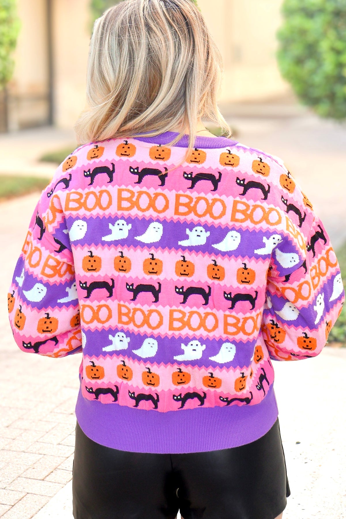 Better in Color Halloween Icons Cropped Sweater - back view