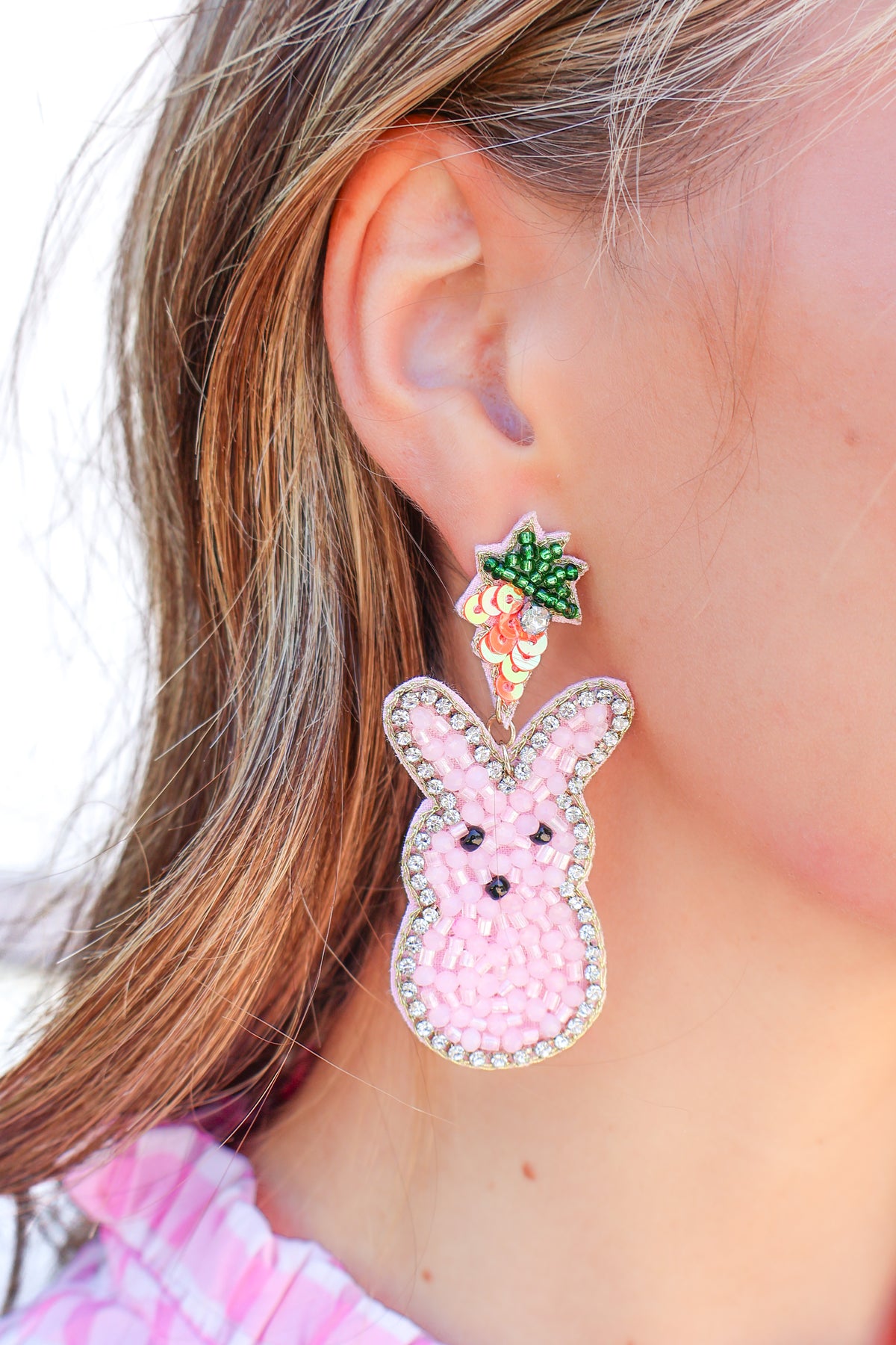 Hop to It Beaded Bunny Earrings-ACC EARRING