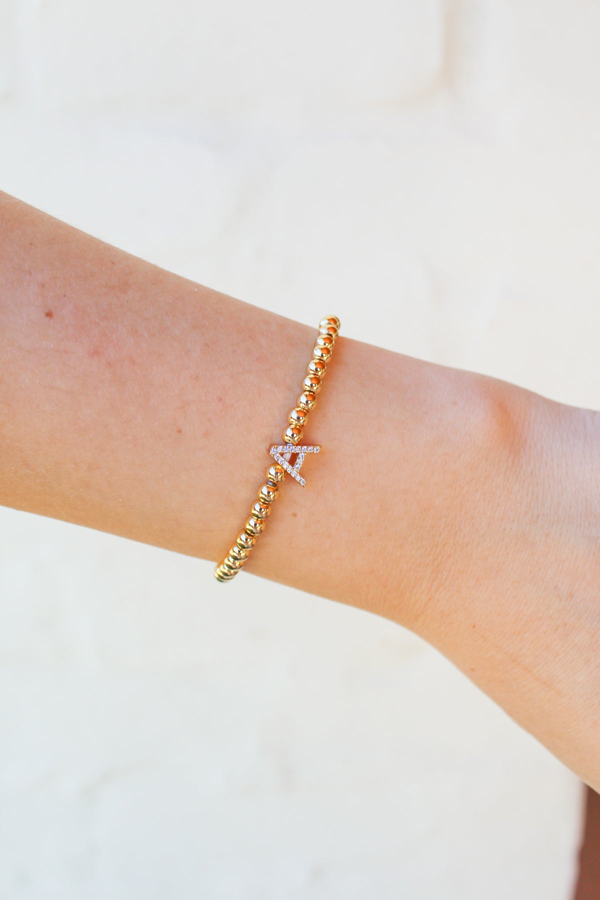 Initial Beaded Stretch Bracelet-ACC BRACELET