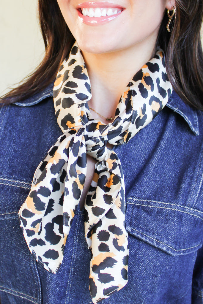 leopard print satin scarf
