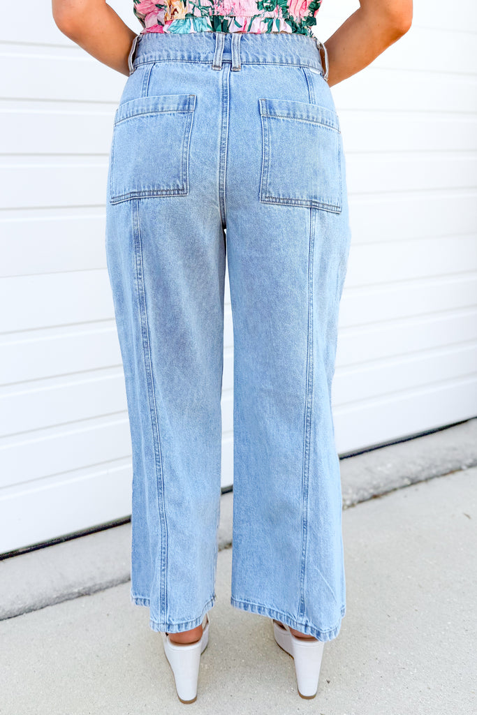 Back of Seam Detail Wide Leg Jeans