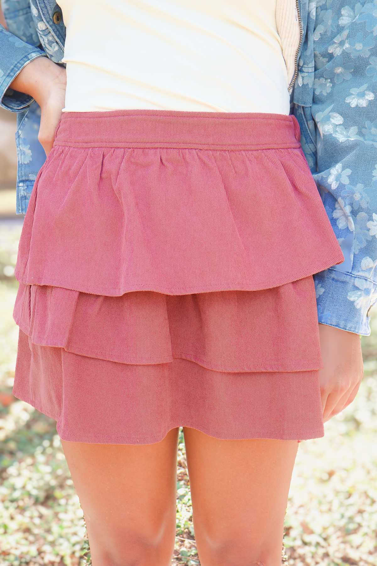 Out Of The Way Corduroy Mini Skirt-SKIRT CASUAL SOLID