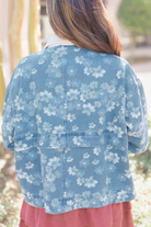 Little Miss Retro Floral Collared Denim Jacket-DENIM JACKET