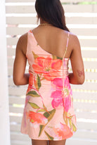 Always a Vision Floral Asymmetrical Shoulder Mini Dress-DRESS CASUAL PRINT