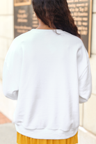 White Queen of Sparkles crewneck sweatshirt with sequin queen card, view 2