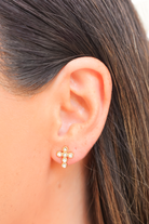 More to Give Crystal Cross Stud Earrings-ACC EARRING