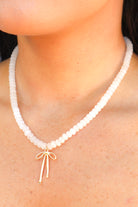 Pretty Thoughts Beaded Bow Charm Necklace-ACC NECKLACE