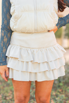 Stay Tuned Suede Mini Ruffle Skirt-SKIRT CASUAL SOLID