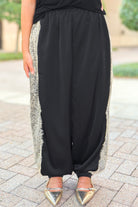 Make Things Happen Lace Trim Satin Joggers