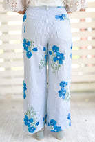 Charleston Getaway Pinstripe Flare Pants in Light Blue-PANT LONG OTHER