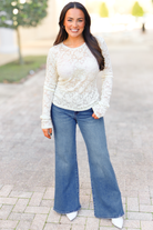 Every Little Detail Long Sleeve Textured Top-TOP L/S SOLID